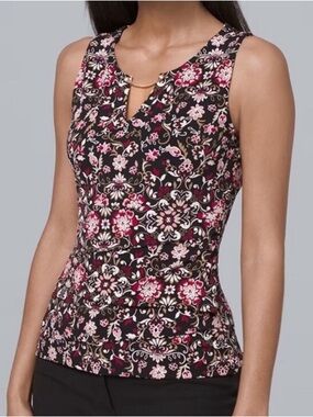 White House Black Market Sleeveless Floral  Top